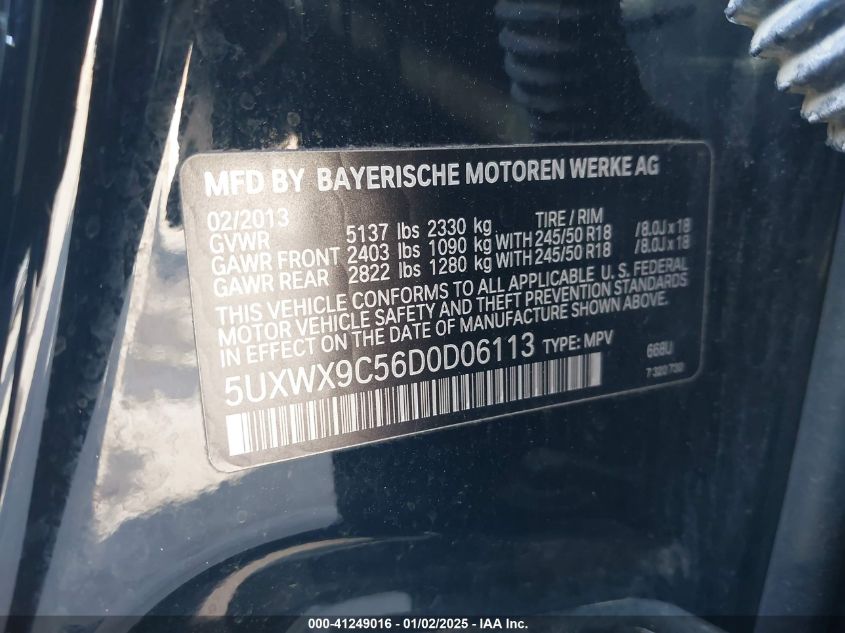 VIN 5UXWX9C56D0D06113 2013 BMW X3, Xdrive28I no.9