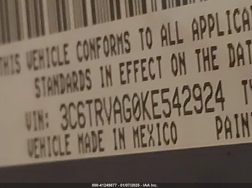 2019 RAM PROMASTER 1500 LOW ROOF 136 WB - 3C6TRVAG0KE542924