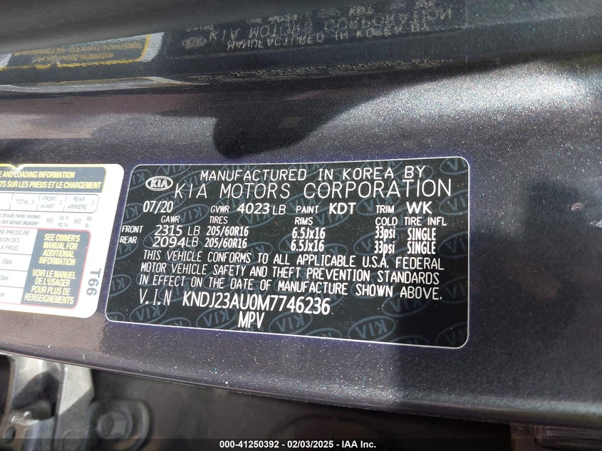 2021 KIA SOUL VIN: KNDJ23AU0M7746236