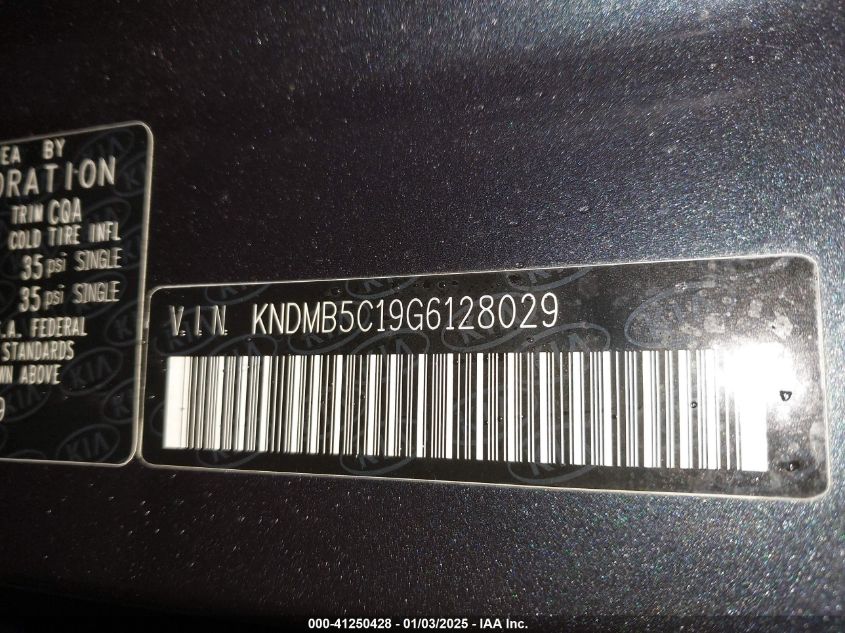 VIN KNDMB5C19G6128029 2016 KIA Sedona, LX no.9