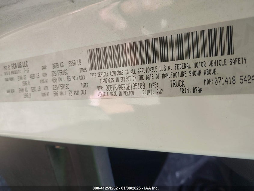 2016 RAM PROMASTER 1500 LOW ROOF - 3C6TRVAG7GE135108