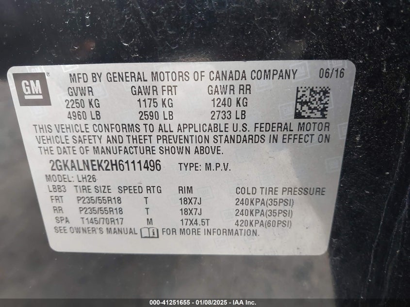 2017 GMC TERRAIN SLE - 2GKALNEK2H6111496