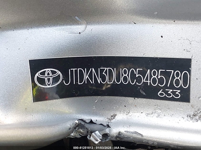 2012 TOYOTA PRIUS VIN: JTDKN3DU8C5485780