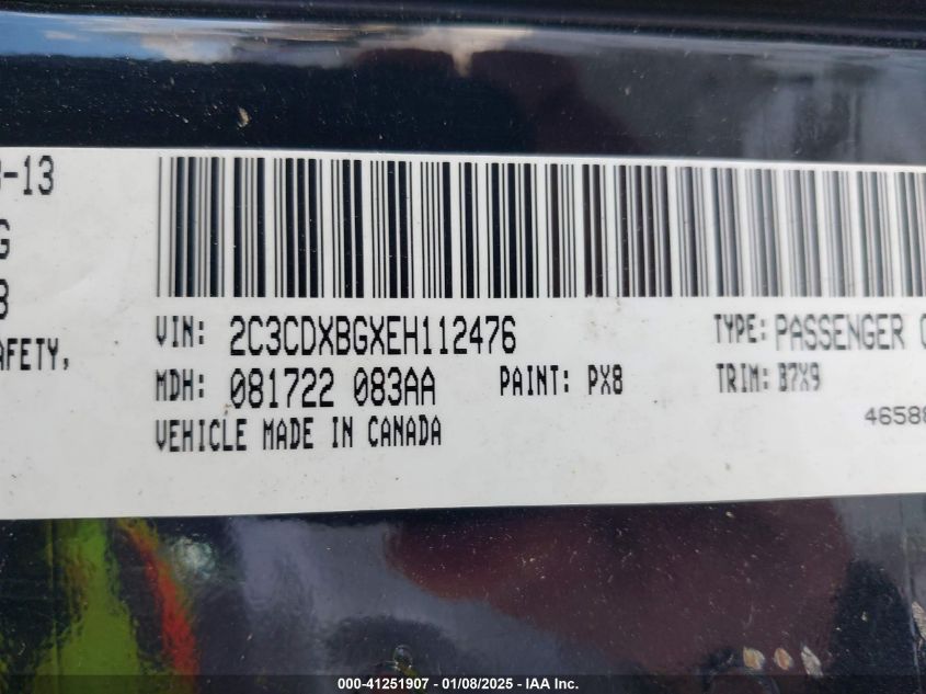 VIN 2C3CDXBGXEH112476 2014 DODGE CHARGER no.9