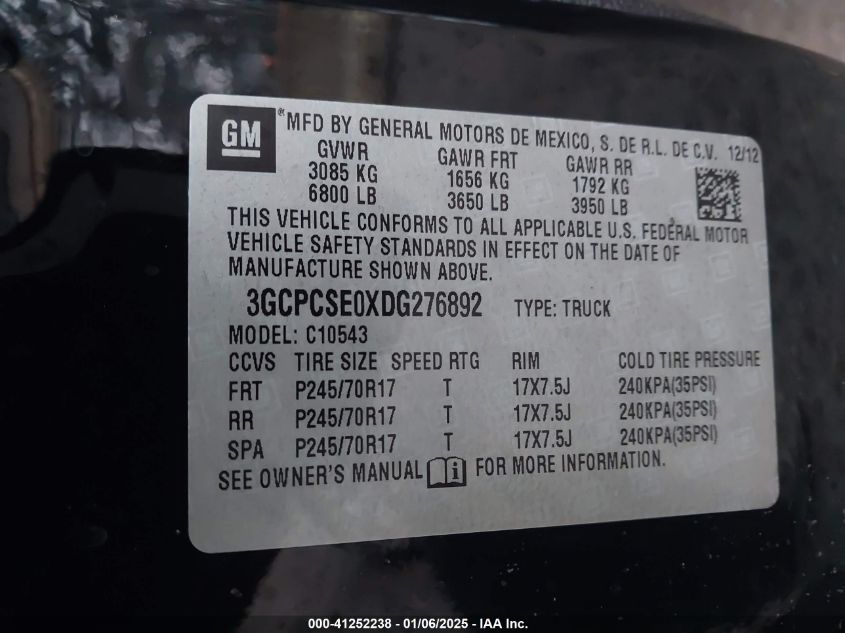 VIN 3GCPCSE0XDG276892 2013 Chevrolet Silverado 1500... no.9