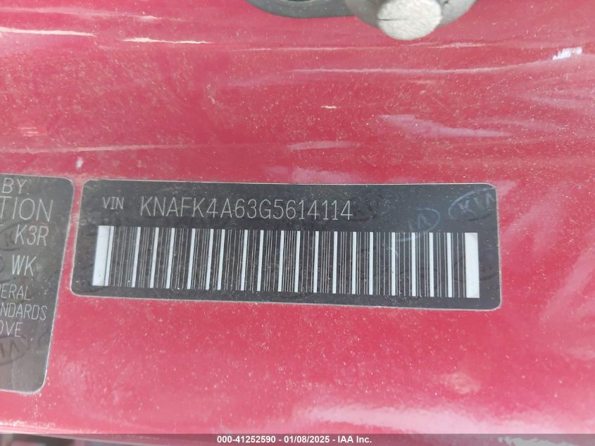 2016 Kia Forte Lx VIN: KNAFK4A63G5614114 Lot: 41252590