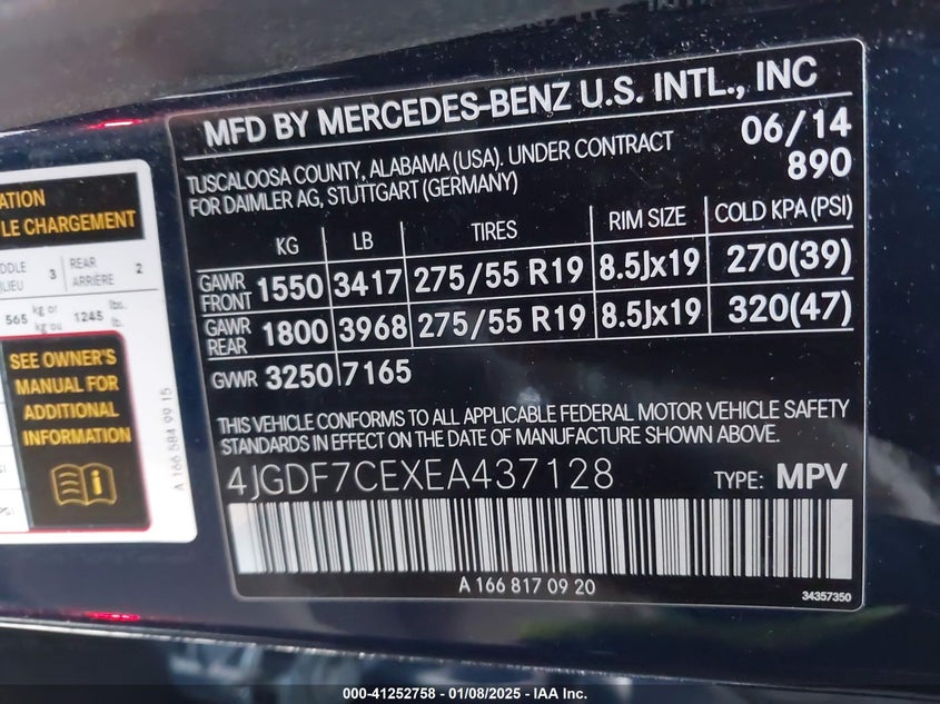 2014 MERCEDES-BENZ GL 450 4MATIC - 4JGDF7CEXEA437128