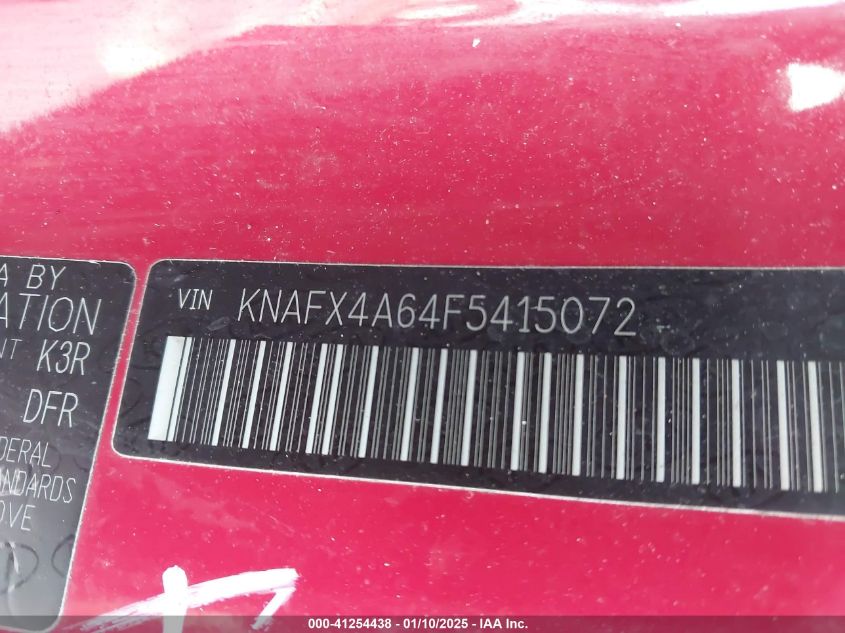 VIN KNAFX4A64F5415072 2015 KIA FORTE no.9