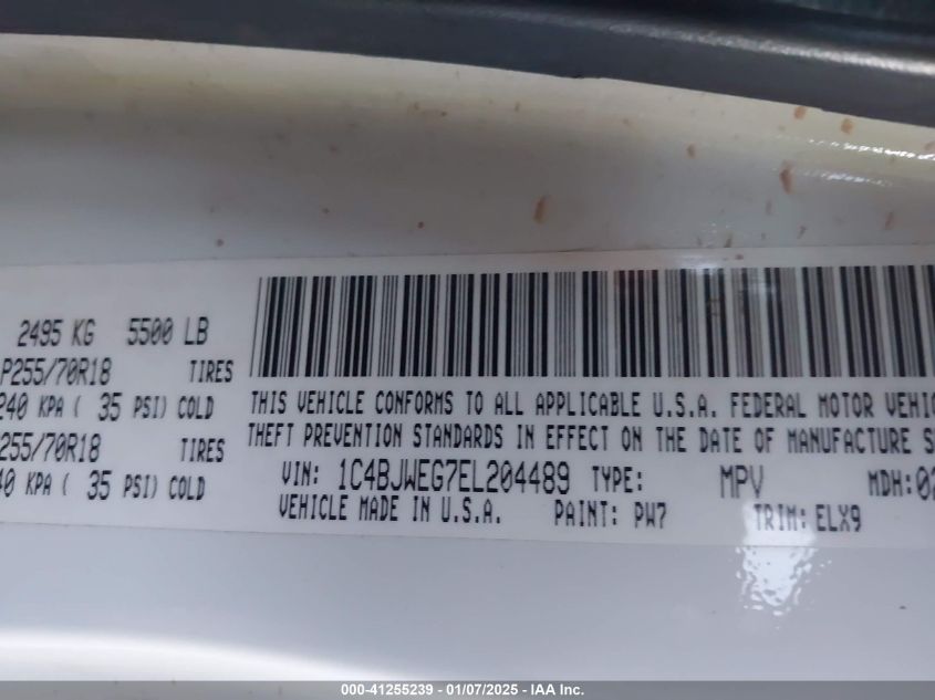 2014 Jeep Wrangler Unlimited Polar Edition VIN: 1C4BJWEG7EL204489 Lot: 41255239