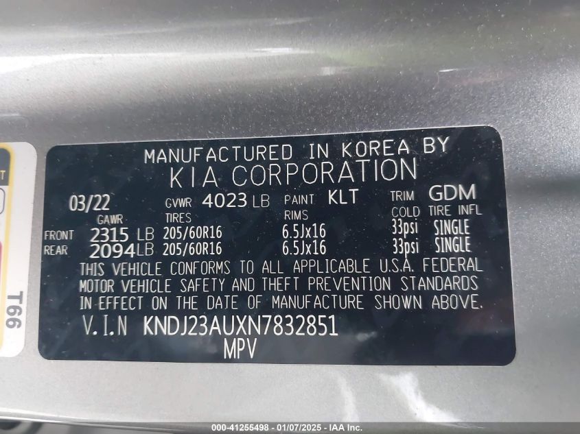 VIN KNDJ23AUXN7832851 2022 KIA Soul, LX no.9