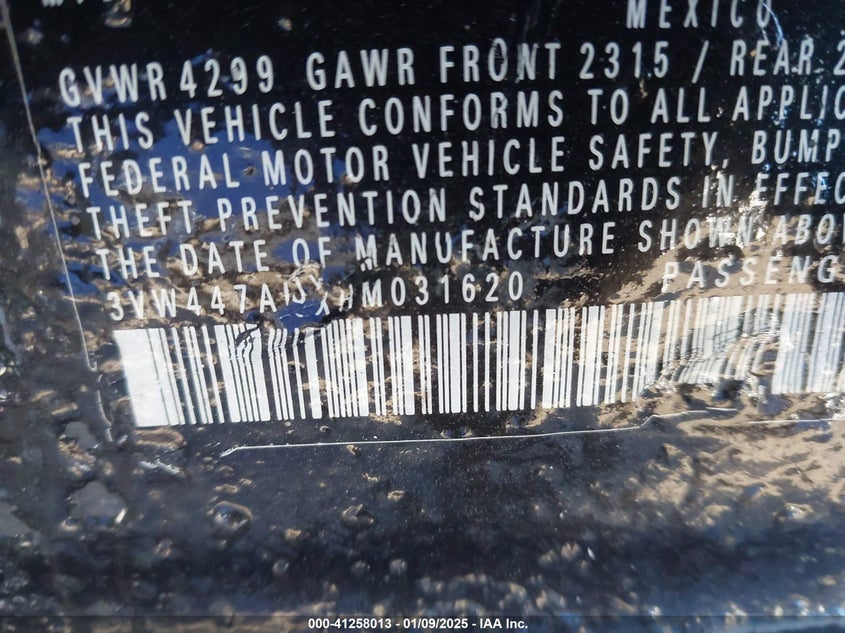 2017 VOLKSWAGEN GOLF GTI AUTOBAHN 4-DOOR/S 4-DOOR/SE 4-DOOR/SPORT 4-DOOR - 3VW447AUXHM031620