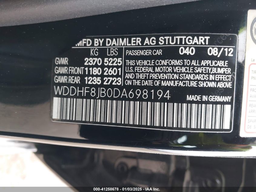 VIN WDDHF8JB0DA698194 2013 Mercedes-Benz E 350, 4Matic no.9