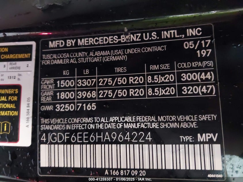 2017 MERCEDES-BENZ GLS 450 4MATIC - 4JGDF6EE6HA964224