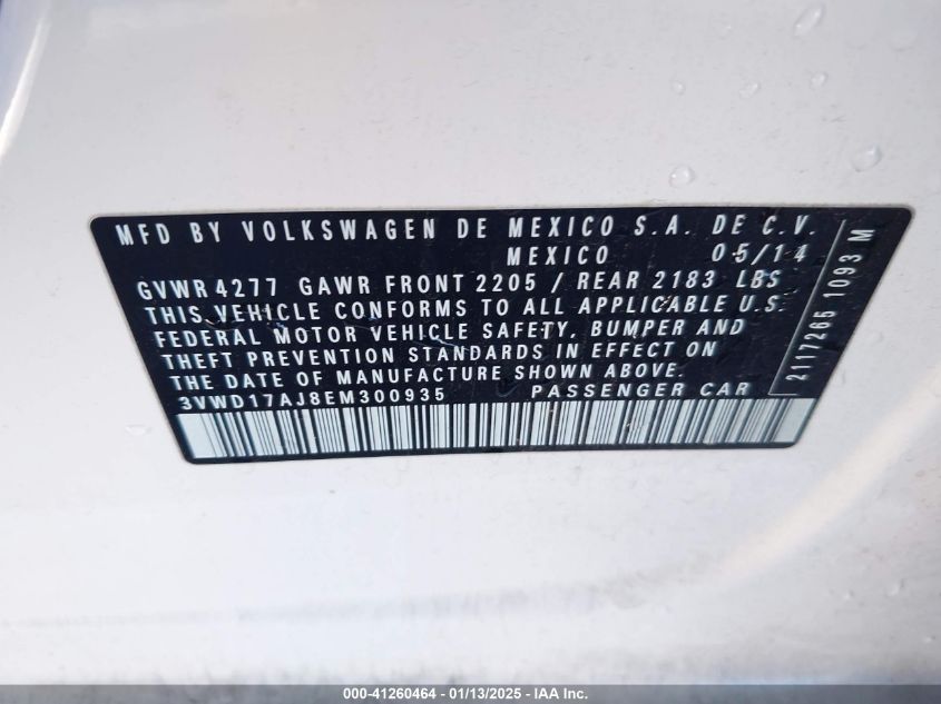 VIN 3VWD17AJ8EM300935 2014 VOLKSWAGEN JETTA no.9