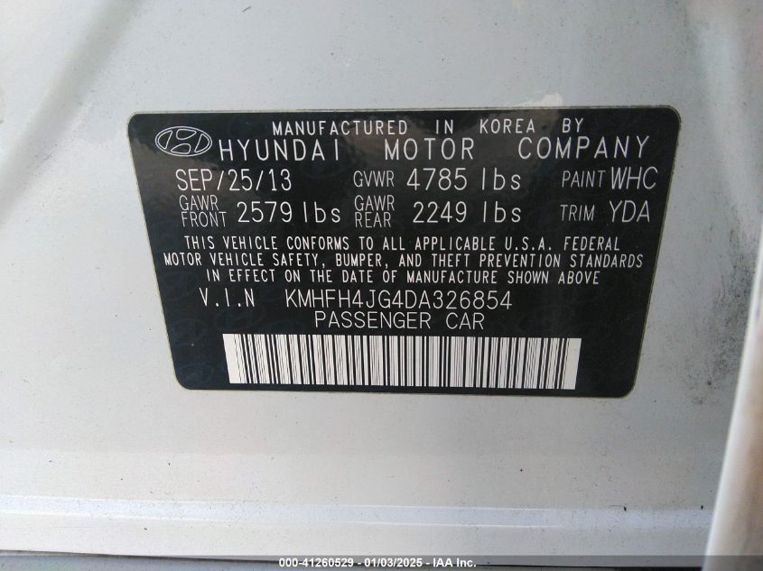 VIN KMHFH4JG4DA326854 2013 Hyundai Azera no.9