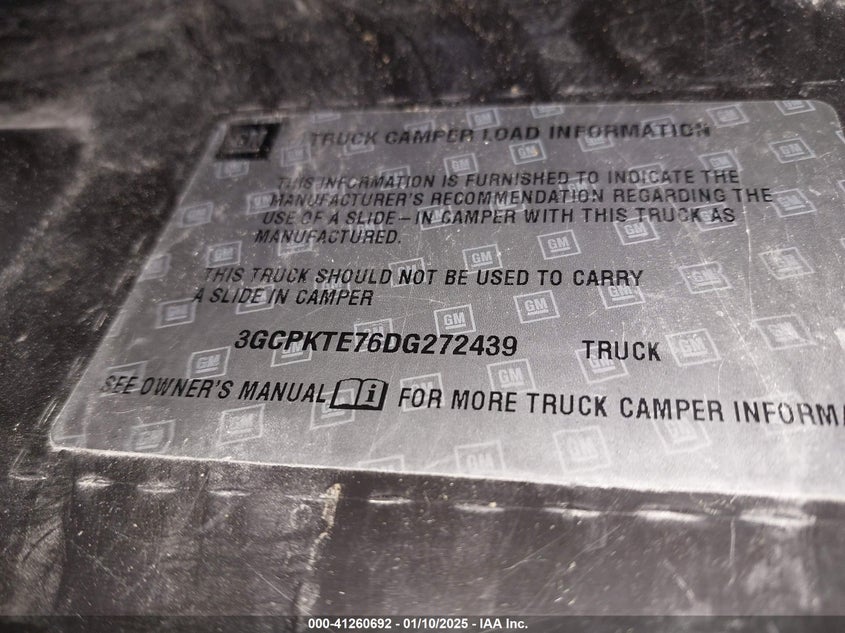 2013 CHEVROLET SILVERADO 1500 VIN: 3GCPKTE76DG272439