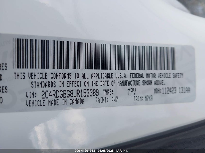 2018 DODGE GRAND CARAVAN SE PLUS - 2C4RDGBG8JR153389