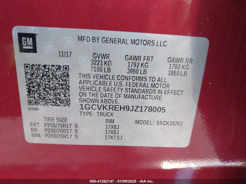 2018 CHEVROLET SILVERADO VIN: 1GCVKREH9JZ178005