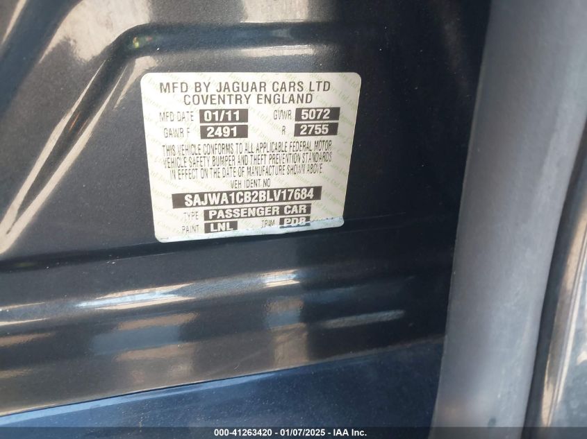 2011 Jaguar Xj VIN: SAJWA1CB2BLV17684 Lot: 41263420