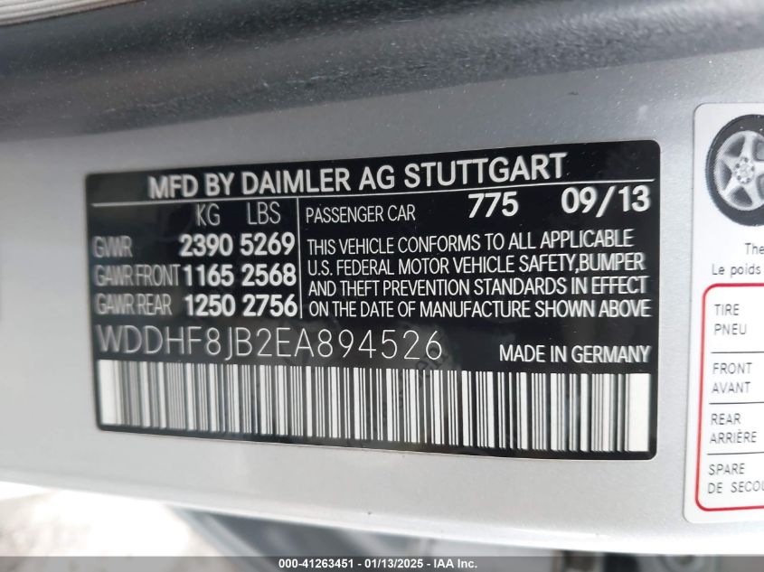 VIN WDDHF8JB2EA894526 2014 Mercedes-Benz E 350, 4Matic no.9