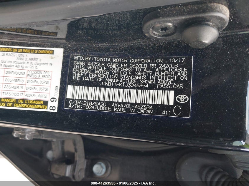 2018 TOYOTA CAMRY SE - JTNB11HK1J3046854