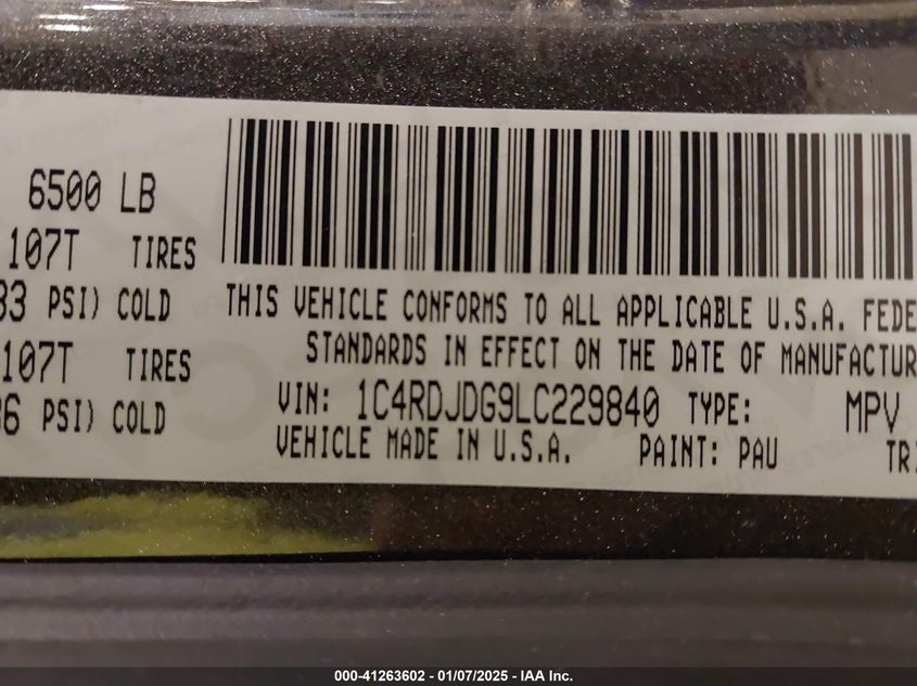 2020 DODGE DURANGO GT PLUS AWD - 1C4RDJDG9LC229840