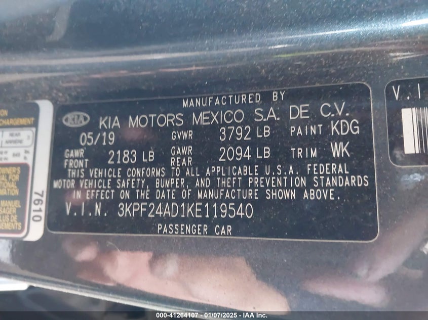 2019 KIA FORTE LXS - 3KPF24AD1KE119540