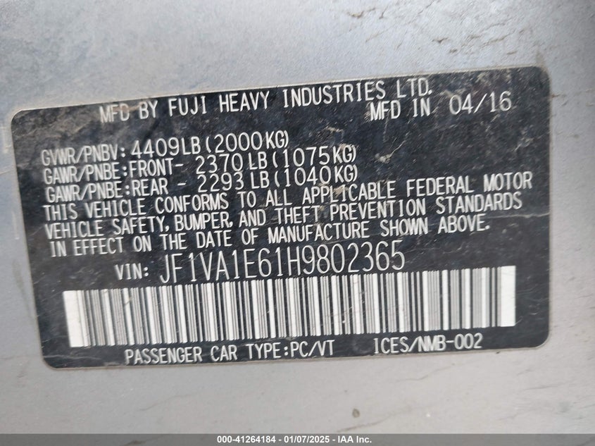 2017 SUBARU WRX PREMIUM - JF1VA1E61H9802365