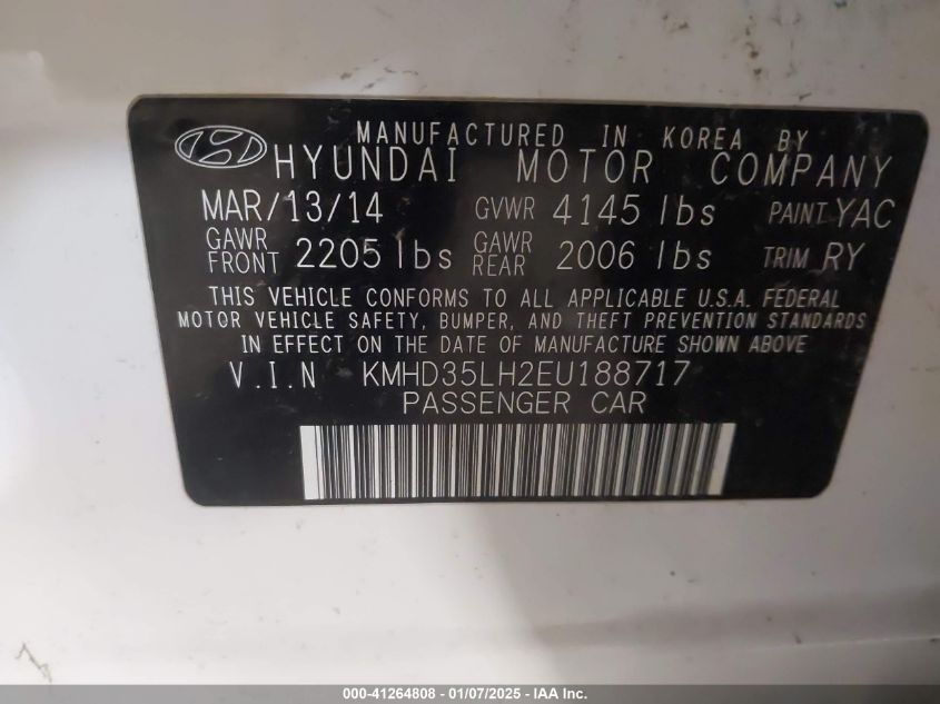 VIN KMHD35LH2EU188717 2014 HYUNDAI ELANTRA GT no.9