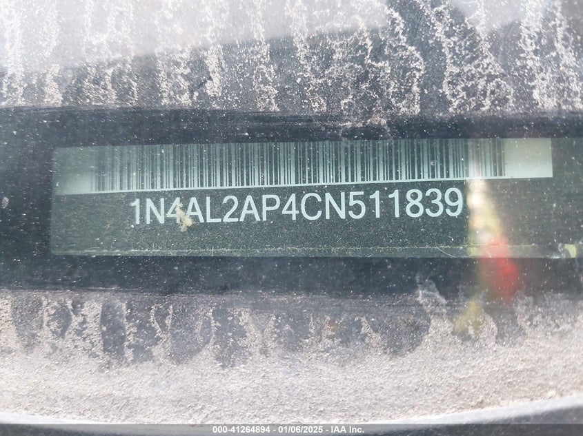 2012 NISSAN ALTIMA VIN: 1N4AL2AP4CN511839