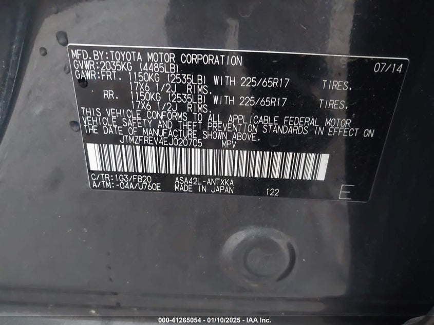 2014 TOYOTA RAV4 LE - JTMZFREV4EJ020705