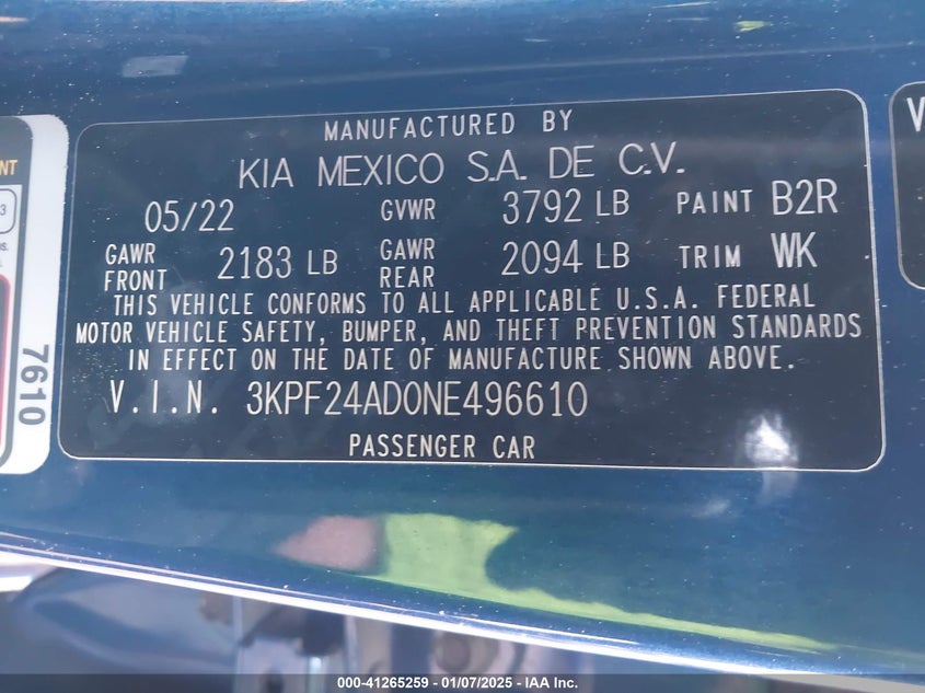 2022 KIA FORTE LXS - 3KPF24AD0NE496610