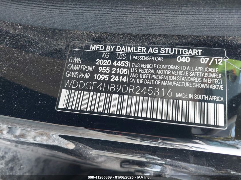 VIN WDDGF4HB9DR245316 2013 MERCEDES-BENZ C 250 no.9