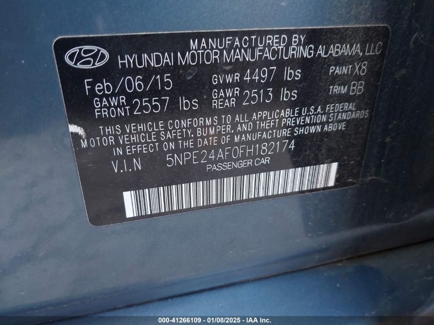 2015 HYUNDAI SONATA SE - 5NPE24AF0FH182174