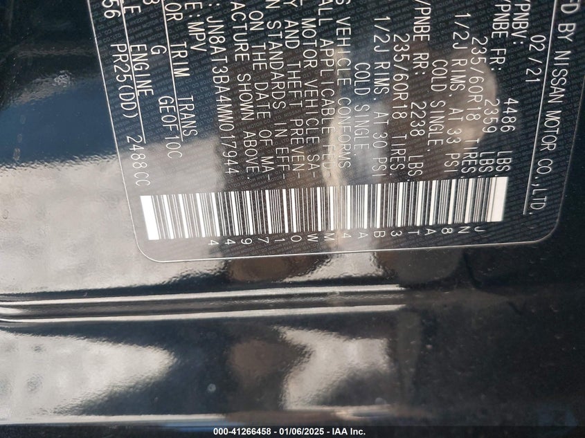 2021 NISSAN ROGUE SV FWD - JN8AT3BA4MW017944