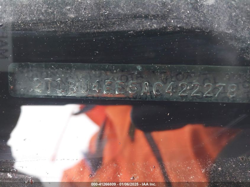 2010 Toyota Corolla VIN: 2T1BU4EE5AC422278 Lot: 41266809