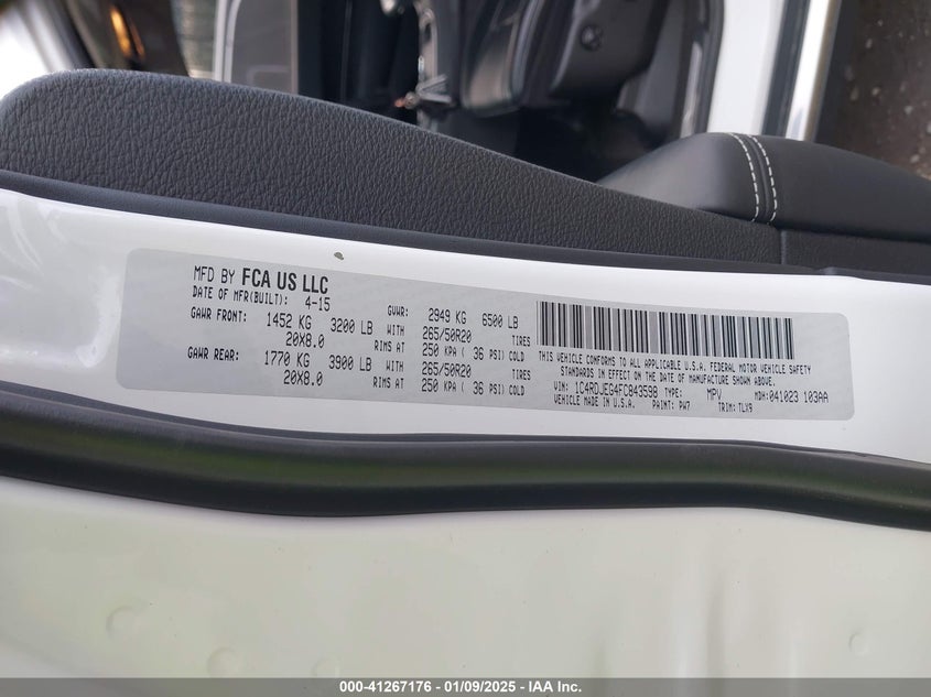 2015 DODGE DURANGO CITADEL - 1C4RDJEG4FC843598