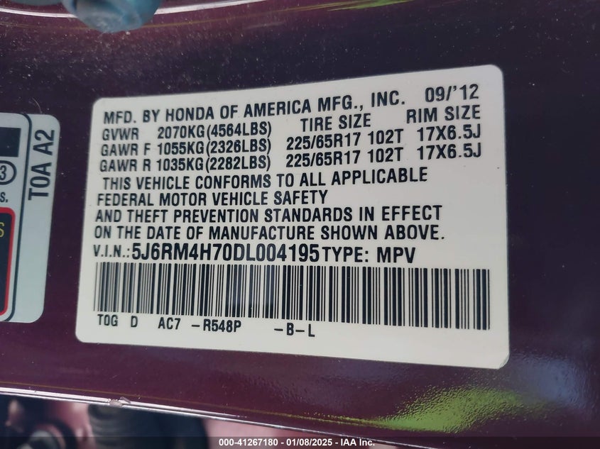 2013 HONDA CR-V EX-L - 5J6RM4H70DL004195