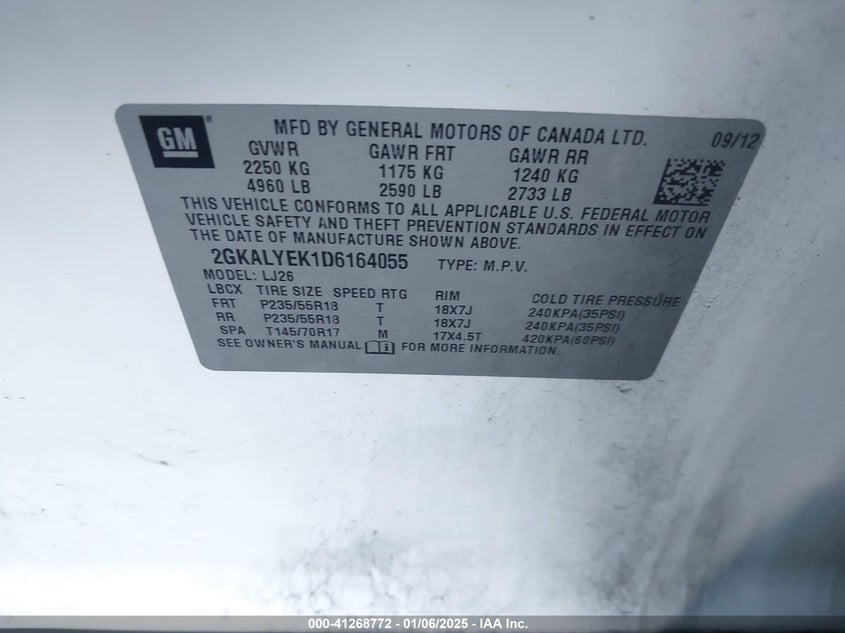 2013 GMC TERRAIN DENALI - 2GKALYEK1D6164055