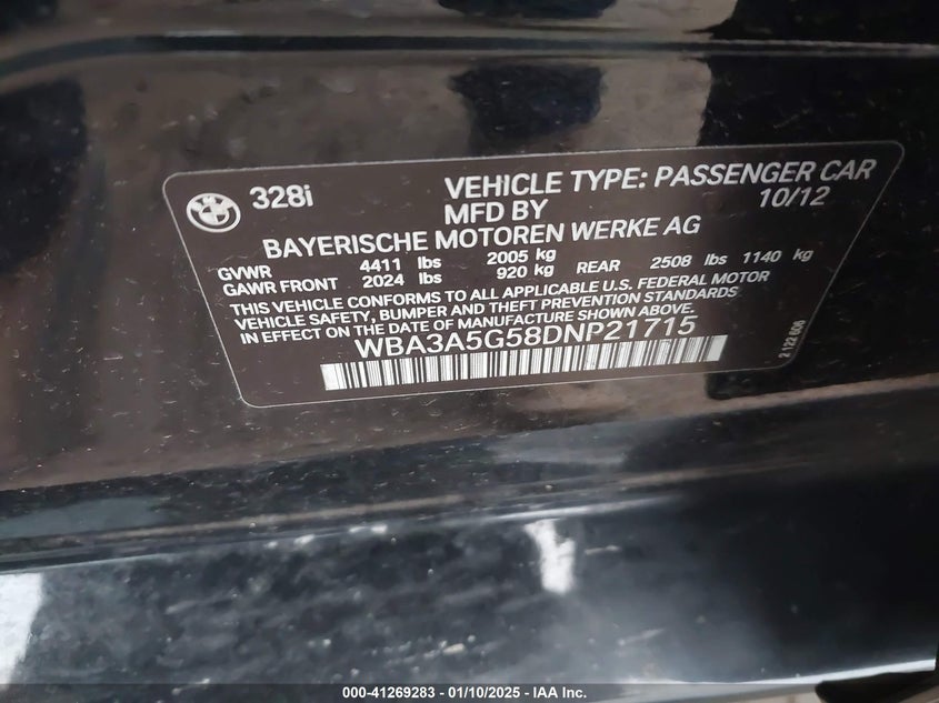 2013 BMW 328I - WBA3A5G58DNP21715