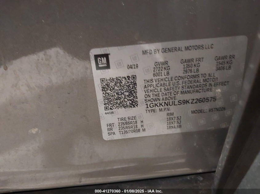 2019 GMC ACADIA SLT-1 - 1GKKNULS9KZ260575