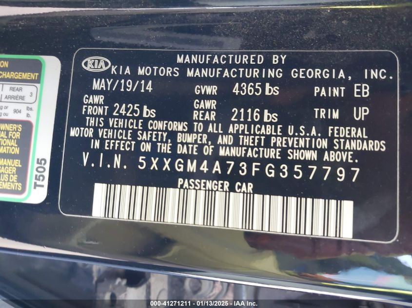 2015 KIA OPTIMA LX - 5XXGM4A73FG357797