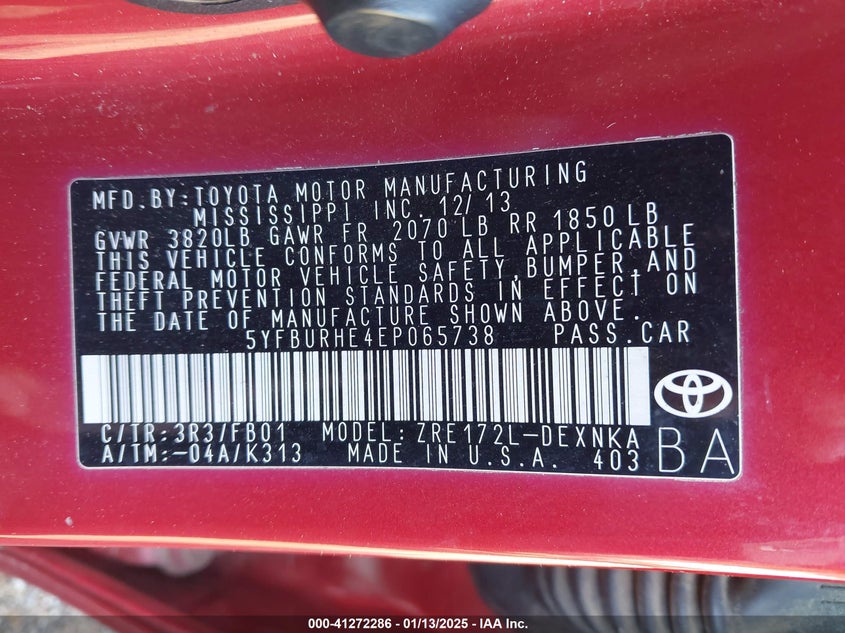 2014 TOYOTA COROLLA LE - 5YFBURHE4EP065738