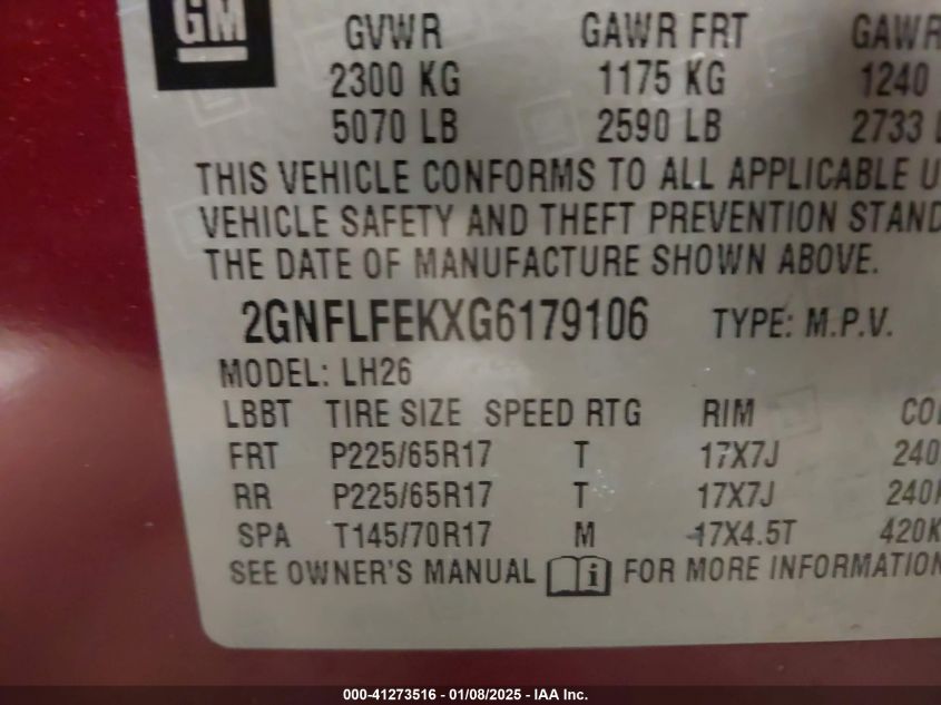 VIN 2GNFLFEKXG6179106 2016 Chevrolet Equinox, LT no.9