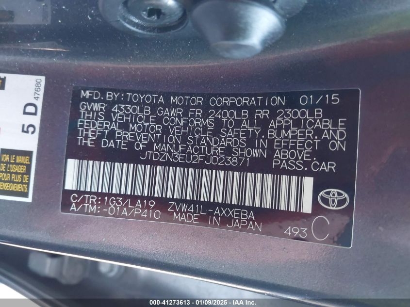 VIN JTDZN3EU2FJ023871 2015 Toyota Prius, V Four no.9