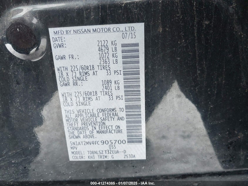 2015 NISSAN ROGUE SL - 5N1AT2MV4FC905700