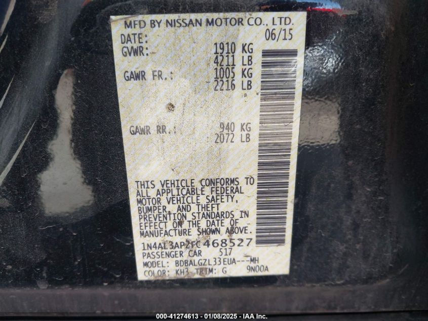 VIN 1N4AL3AP2FC468527 2015 Nissan Altima, 2.5 S no.9