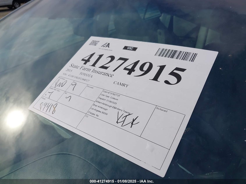 2015 TOYOTA CAMRY VIN: 4T1BF1FK0FU068527