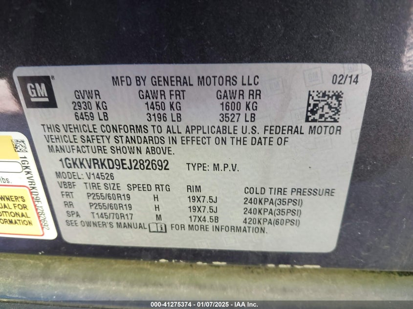 2014 GMC ACADIA SLT-1 - 1GKKVRKD9EJ282692