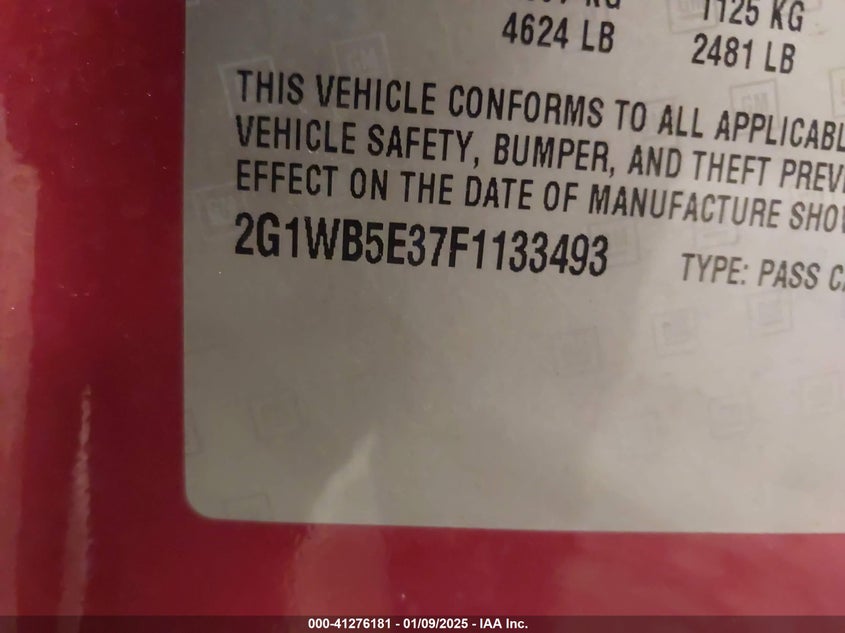 2015 CHEVROLET IMPALA LIMITED LT - 2G1WB5E37F1133493